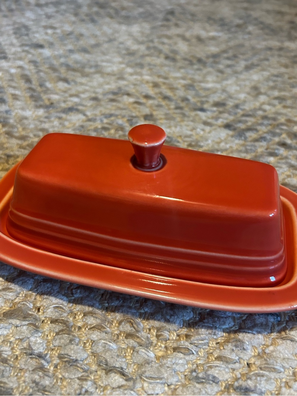 Fiesta burnt orange Ceramic Butter Dish with Lid